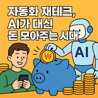 자동화 재테크와 AI가 돈을 모아주는 시대를 표현한 일러스트 썸네일
