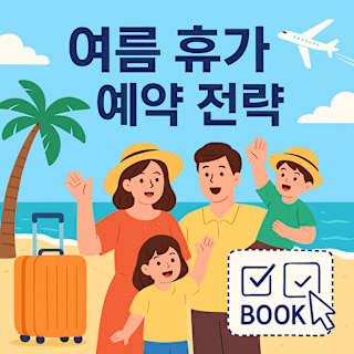 여름 휴가 예약 전략 블로그 썸네일 일러스트
