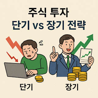 주식 투자 단기 vs 장기 전략 비교 썸네일 이미지
