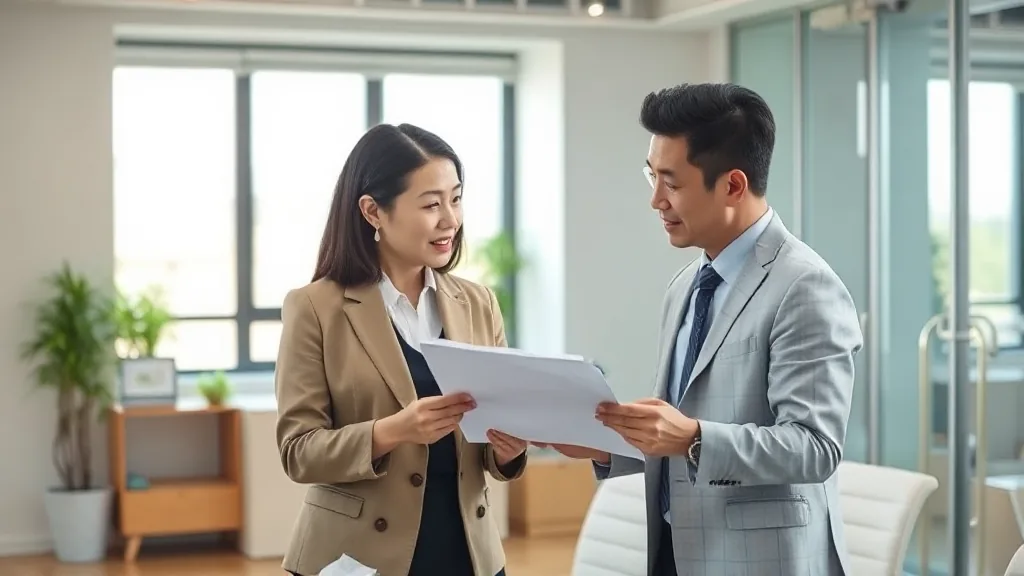 세무사가 고객에게 서류를 설명하는 사무실