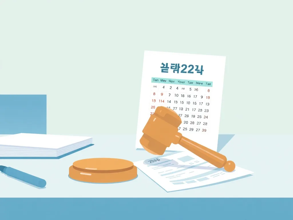 2026년 세법 개정 서류와 망치 일러스트