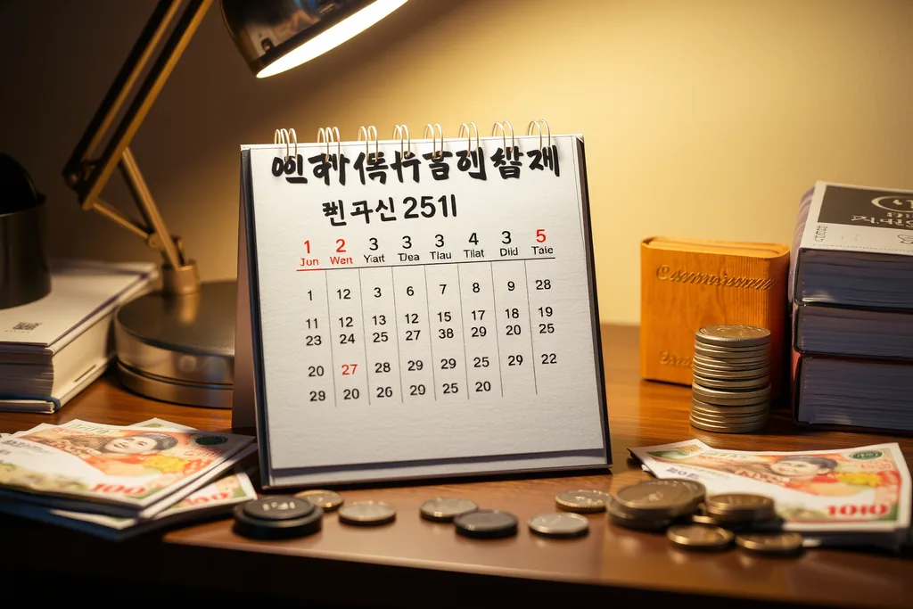 연말정산 달력과 지폐 이미지