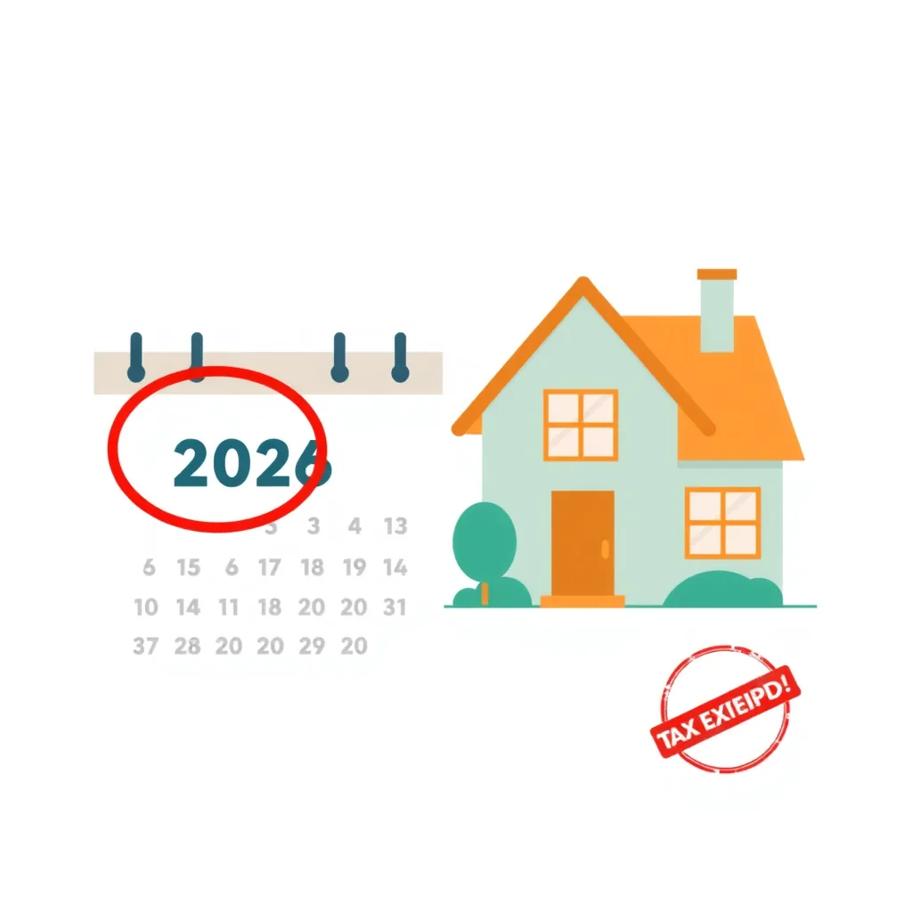 2026년 달력과 세금 면제 스탬프