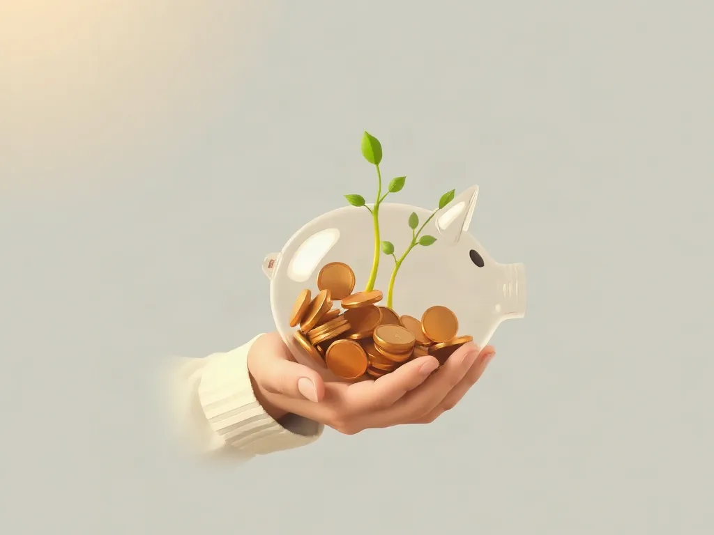 저금통에 동전과 새싹이 담긴 절세 일러스트