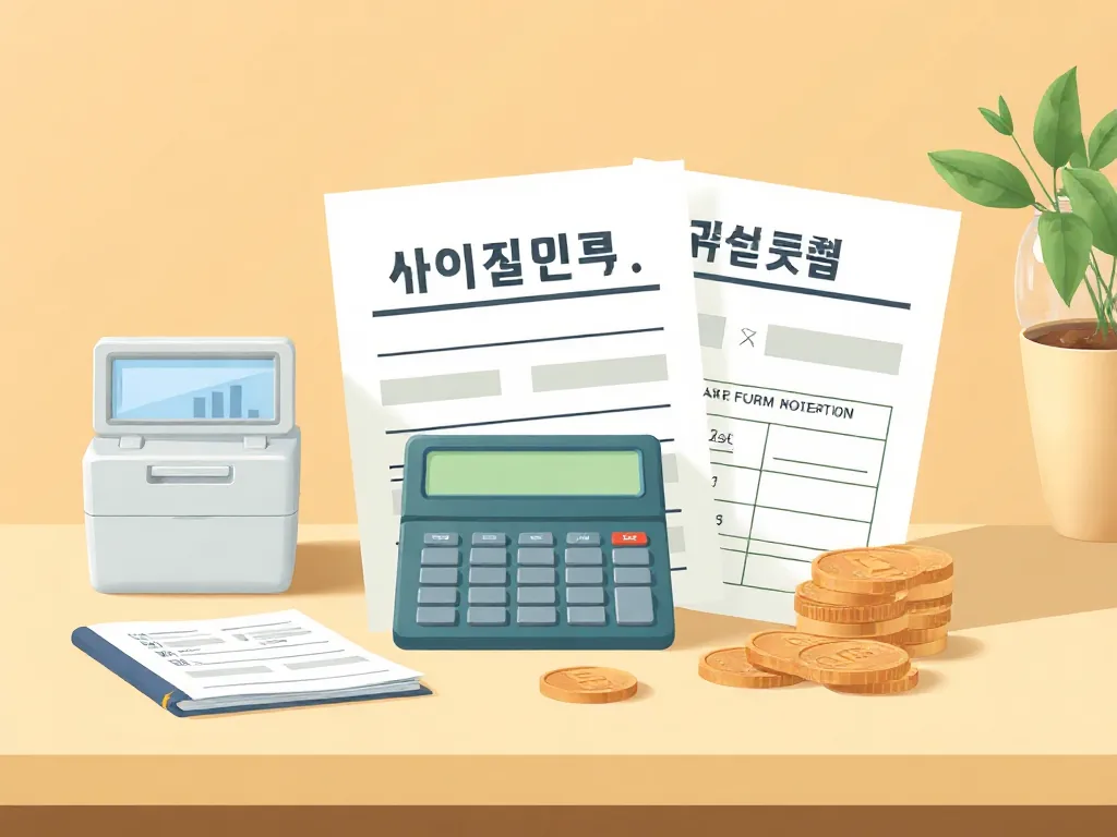 연말정산 서류와 세금 환급을 상징하는 서류 일러스트
