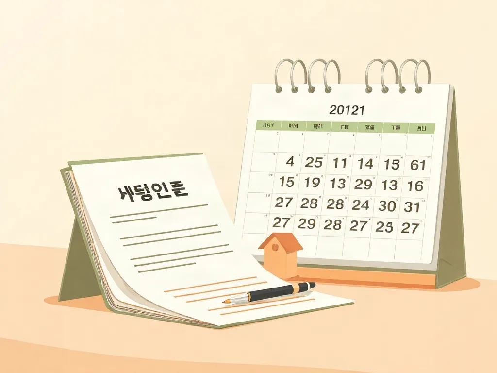 6개월 타임라인이 표시된 달력과 서류 더미, 펜이 놓인 책상
