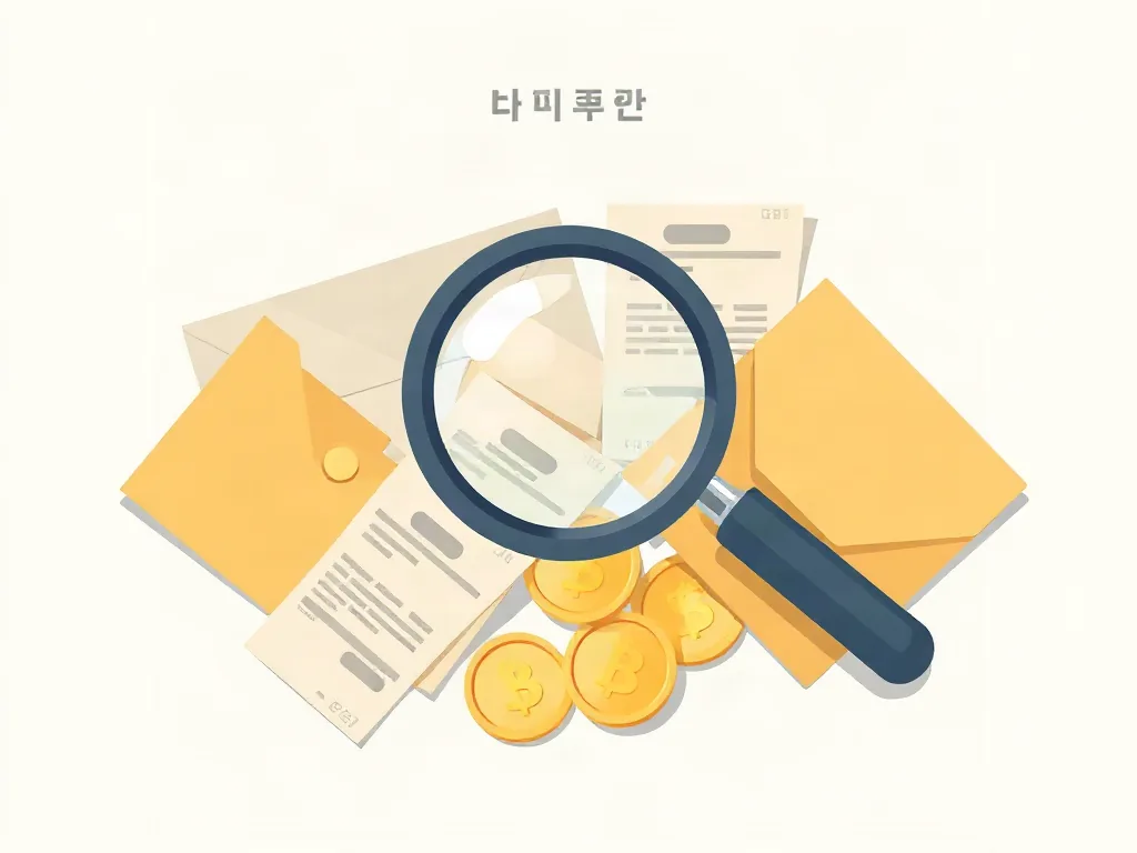 영수증과 돋보기 일러스트
