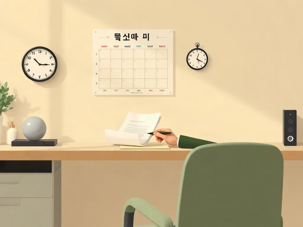 상속 신고 서류와 달력 일러스트